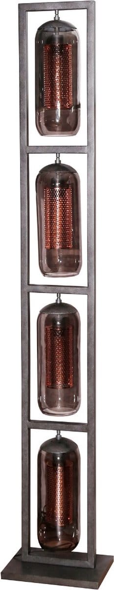 AnLi Style Vloerlamp 4L tower smoke glas-geperforeerd staal