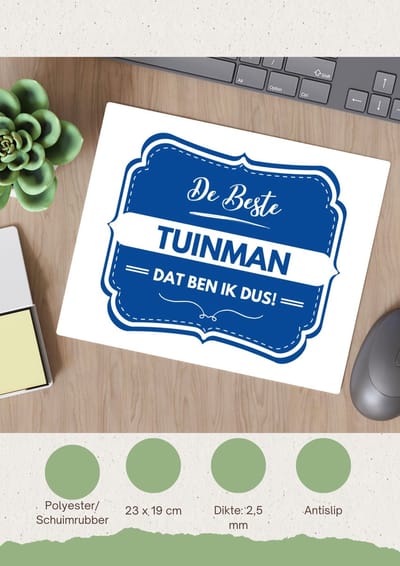 Akyol - de beste tuinman Muismat - Werk - hovenier - werk - afscheidscadeau - verjaardagscadeau - kado - 23 bij 19 cm