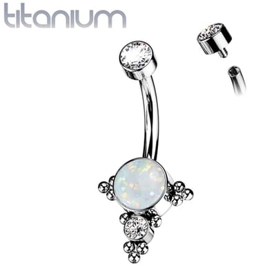 Navelpiercing titanium opal ball cluster sierlijk - LMPiercings