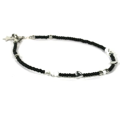 Heaven Eleven - dames - Enkelbandjes - zwart - ibiza - 2mm - 25cm