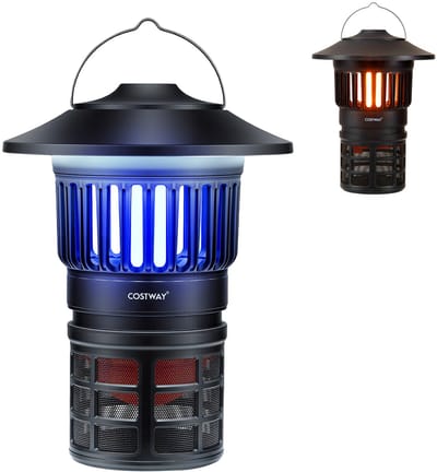 COSTWAY elektrische insectenverdelger, 2-in-1 muggenlamp met UV-licht & ledverlichting & oplaadbaar via USB, waterdichte muggenverdelger voor op de camping, in de tuin en op het terras