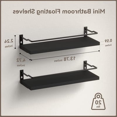 Badkamerplanken, Wandplank voor Boven het Toilet, Opslagruimte met 2 Planken, Zwart en Modern Design