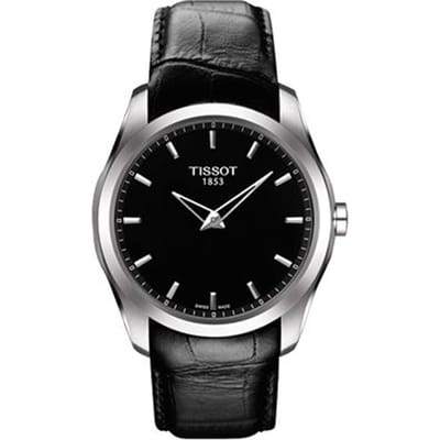Tissot Kutu Series Quartz Uurwerk 100 Meter Waterbestendig Horloge 39 Mm Zwarte Wijzerplaat Roestvrijstalen Kast Leren Band Herenhorloges T035.446.16.051.00 Black black