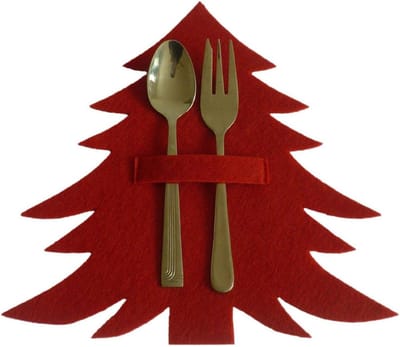 Gifi diffusion - Kerstboom bestek houder - 4 stuks - Kerstdecoratie - bestekhoes