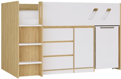 Vente-unique Combinatiebed hout natuurlijk licht 90 x 190 cm