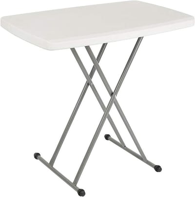 Dailygoods Witte opklaptafel - plastic tuintafel - hoogteverstelbaar - camping, picknick - geschikt voor binnen en buite
