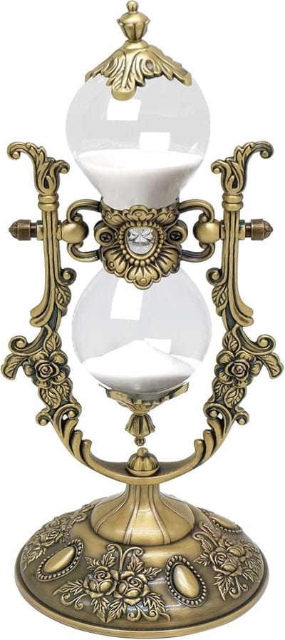 Decoratieve Zandloper - Tijdmeting Decoratie - Kantoor Decoratie - 360 Graden Draaibaar - Hoogte 30cm - Brons Wit