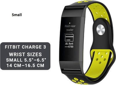 DrPhone Siliconen bandje - Fitbit Charge 3 & 4 - Zwart/Geel
