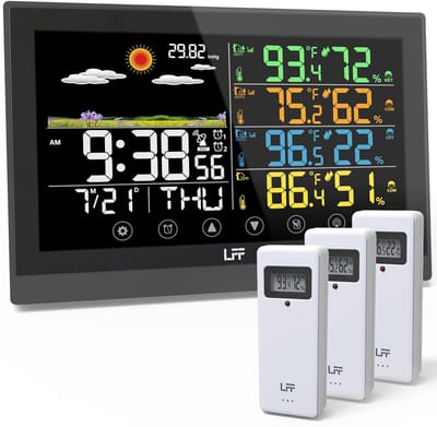 Weerstation Draasloos Binnen/Buiten - Weerstation - Zwart - Draadloze Sensoren - Kleurendisplay - Voor Binnen en Buiten