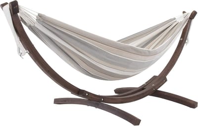 Dubbele Hangmat met Massief Houten Standaard - Perfect voor Tuin en Buiten