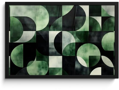Poster in lijst - Fotolijst 60x40 cm - Posters - Abstract - Groen - Vormen - Posterlijst zwart - Decoratie - Wanddecoratie woonkamer - Muurdecoratie slaapkamer