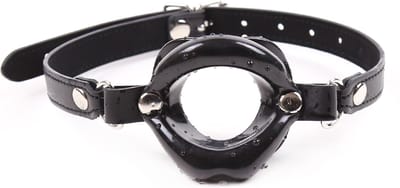 Kiotos - Ring Gag met Open Kusmondje - Zwart