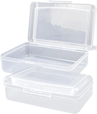 SnelShoppen - 2 Transparante Pennendoozen - Sorteren, Opbergen, Doorzichtig, Dubbellaags, 20 x 12 x 6 cm - Organisatoren voor School, Kleurpotloden en