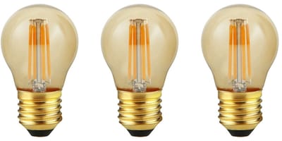 SPL E27 LED Lamp 4W Dimbaar - CRI 90 - Goud - Extra Warm Wit - LED Filament G45 - Amber - Vervangt 26W - 3 Stuks
