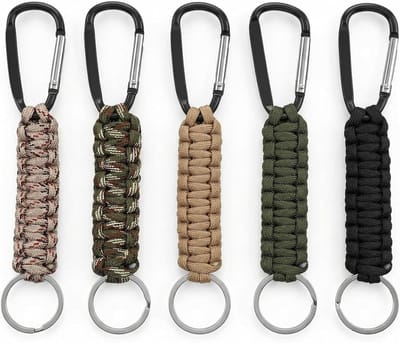 Paracord Sleutelhanger Set van 5 - Gevlochten met Karabijnhaak - Perfect voor Kamperen en Wandelen - SnelShoppen