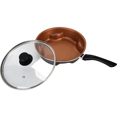 Poêle à Frire Antiadhésive Multifonctionnelle avec Manche Amovible Ustensiles de Cuisine en Aluminium Fournitures de Cuisine L brown