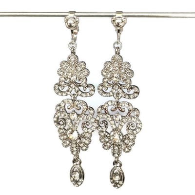 Clip Oorbellen - Oorclips - Party - Chique - Bruiloft - Glitters - Krullen groot - Verzilverd - Hangers - MNQ bijoux