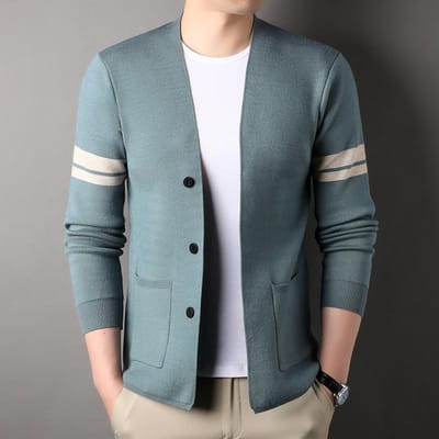 Gebreid Vest Heren Dun Lente en Herfst Nieuw Vrije Tijd Jeugd Sjaal Trui Dragen Trui 4XL gray
