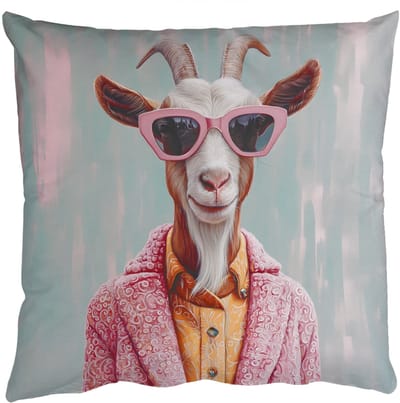Sierkussens - Kussentjes Woonkamer - 50x50 cm - Zonnebril - Roze - Geit - Horen