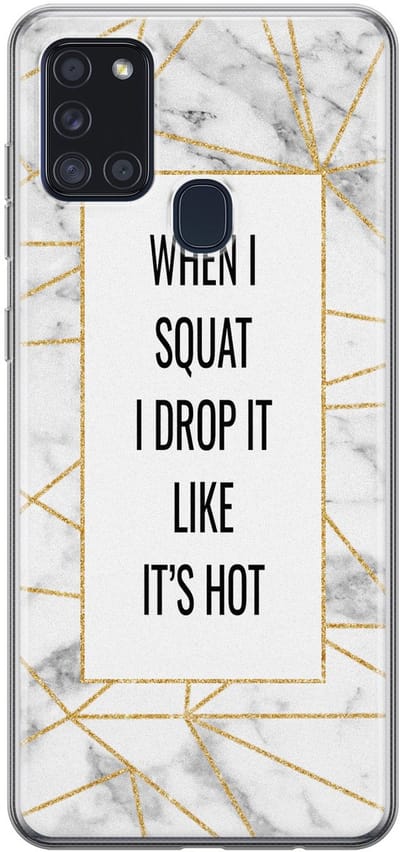 Leuke Telefoonhoesjes - Hoesje geschikt voor Samsung Galaxy A21s - Fitness quote squats - Soft case - TPU - Tekst - Grijs