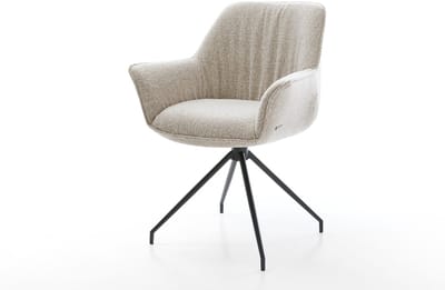 Gestoffeerde-stoel Keila-Flex met armleuning kruisframe conisch zwart geweven stof beige