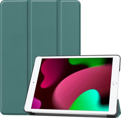 Hoesje - Geschikt voor Apple iPad 7 (2019) - 10.2 inch - 7e Generatie - Dun & Stevig - Trifold Bookcase - Hard Cover - Hardcover Book Case - Tablet Hoes - Donkergroen