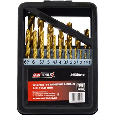 Awtools - HSS-G Metaalboren Set - 19 Stuks - Titanium Coating - Ø 1,0-10,0 mm