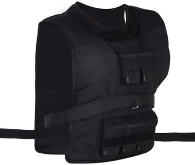 Trainingsvest 30 kg Gewichtsvest voor Krachttraining - Verstelbaar - Oxford & IJzer - Zwart - 36x52 cm