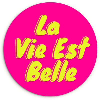 WallCircle® Wandcirkel 120x120 cm - Muurcirkel Quote - Retro - Roze - Muurdecoratie woonkamer - Wanddecoratie slaapkamer - Kamer decoratie accessoires - Ronde schilderijen XXL