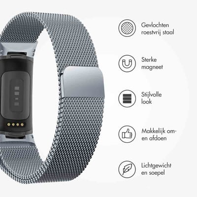 imoshion Milanees magnetisch bandje voor de Fitbit Charge 5 - Maat S - Space Grey