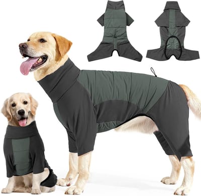 KZQ Waterdichte Hondenjas Met Mouwen En Fleece Voering Dikke Winterjas Voor Grote Honden Tegen Kou En Nattigheid Verstelbaar Voor Grote Maten Zoals XL Voor Koud Weer Wandelingen En Buitenactiviteiten