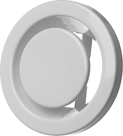 Luchtventiel Regelbaar - Uitblaasrooster Metaal - Ventilatie Optimaliseren - Met Klemveren - Ø 100mm - Wit