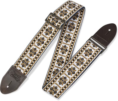 Levys Leathers M8HTV-007 geweven gitaarband met print - vintage wit