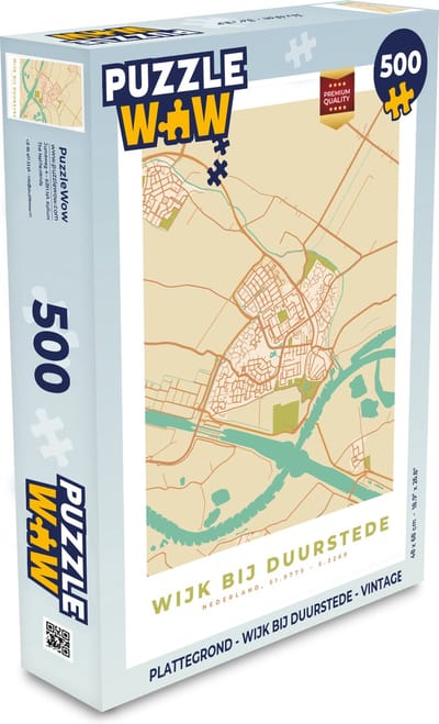 Puzzel Plattegrond - Wijk bij Duurstede - Vintage - Legpuzzel - Puzzel 500 stukjes - Stadskaart