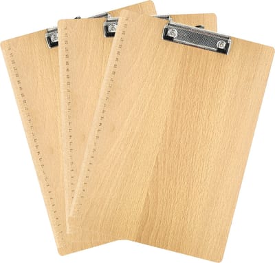 Klembord A4 – Set van 3 Houten Klemborden – Met Sterke Klem en Liniaal – Harde Houtlook Schrijfplaat voor School, Kantoor, Horeca en Thuis