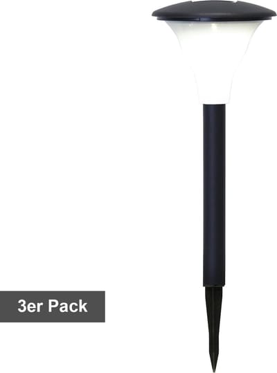 Star Trading Solar paalverlichting Faro, set van 3, padverlichting, zwart, batterij, schemersensor, warm wit, 26 cm