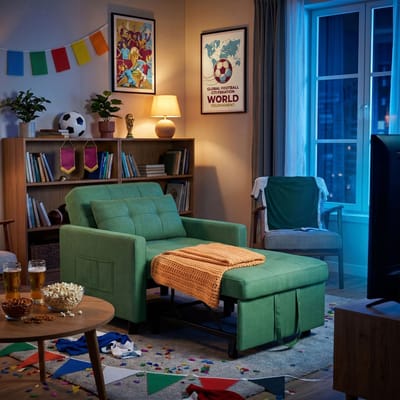 Bealife AR21 Slaapbank 1 Persoons - 3-In-1 Bank met Slaapfunctie - Verstelbare Bedbank - Sofa met Armleuningen voor Woonkamer Slaapkamer Logeerkamer -Donkergroen