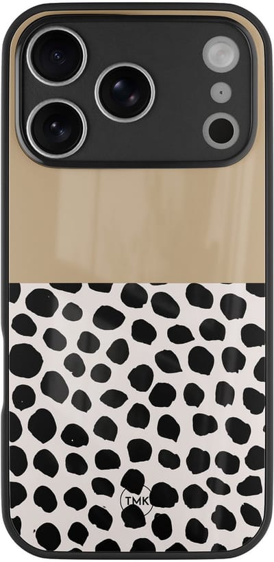 Hoesje geschikt voor Apple iPhone 17 Pro - Brown dots abstract - Bruin - TPU luxe case (glossy toplaag) - Gestipt - Hardcase backcover zwart
