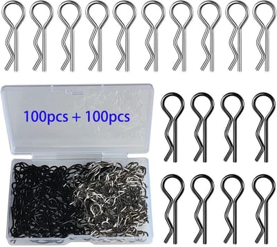 200 stuks RC carrosserieclips, body shell clip, metalen carrosserieclips, R-type pin RC auto clippinnen, RC-shell pin voor 1/10 schaal afstandsbediening auto shell