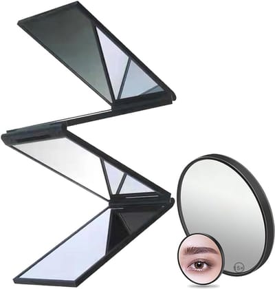 Opvouwbare Schminkspiegel - 4 Zijden 360° Draaibaar - Met 15x Vergrootglas - Voor DIY Kapsel - Draagbaar Ontwerp - Tafel en Hand Bediening - Helder Glas Zonder Vervorming
