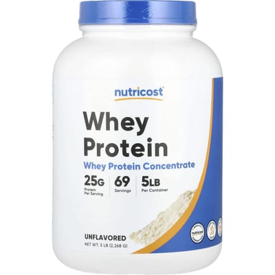 Nutricost, Wei-eiwitconcentraat, Ongezoet, 5 lbs (2,268 g)