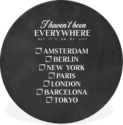 WallCircle - Wandcirkel - Muurcirkel - Spreuken - Quotes - I haven't been everywhere but it's on my list - Parijs - Aluminium - Dibond - 30x30 cm - Binnen en Buiten