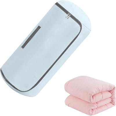 Opbergzakken Dekbed - Ruimtebesparend Organizer - Efficiënt Opbergen - Dubbele Ritssluiting - 25x25x2 cm - Blauw