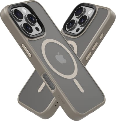 IYUPP Hoesje Geschikt voor iPhone 16 Pro Hoesje - Geschikt voor MagSafe - Shockproof Back Cover - Titanium Gold x Zwart Transparant