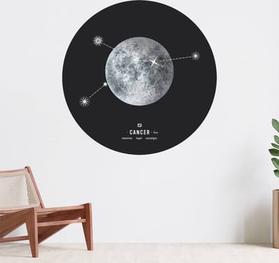 Muurcirkel zelfklevend behang - Sterrenbeeld planeet Kreeft - Wanddecoratie - 080cm behangcirkel - Ronde sticker voor aan de muur - Behangsticker verkrijgbaar in verschillende formaten