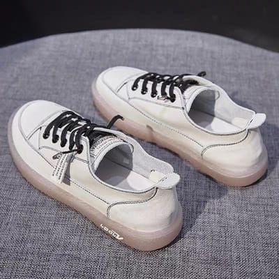 Echt Leer Kleine Witte Schoenen Dames Lente Nieuwe Damesschoenen Veelzijdig Eenzijdig Pees Zachtzool Zwangerschapsschoenen Platte Schoenen 40