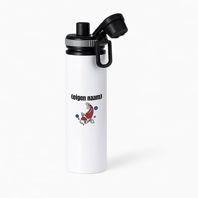 Hacebo® - vis met eigen naam waterfles met draaidop grijs - Vis - vissen liefhebbers - iemand die houdt van vissen - verjaardag - cadeau - kado - water fles - 850ML