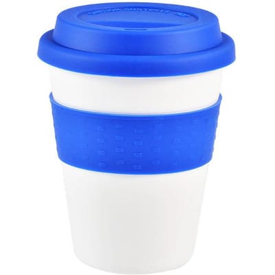 Tasse à eau réutilisable, isolée thermiquement, pour voyage en plein air, tasse d'hôtel de 400 ml avec couvercle en silicone, tasse à thé et à café portable 4 blue