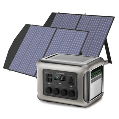 ALLPOWER Zonnegeneratorset 2500W (R2500-V2 + SP027 100W zonnepaneel) - R2500-V2 + 2 stuks SP027 zonnepaneel 100W