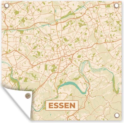 Tuin poster Essen - Vintage - Stadskaart - Plattegrond - Kaart - 200x200 cm - Tuindoek